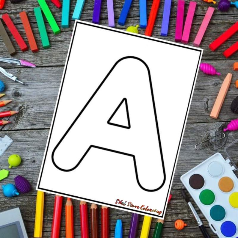 

Kertas Mewarnai Gambar Seri Alphabet A to Z (Huruf Besar) 26 Lembar - Kertas Brief Card