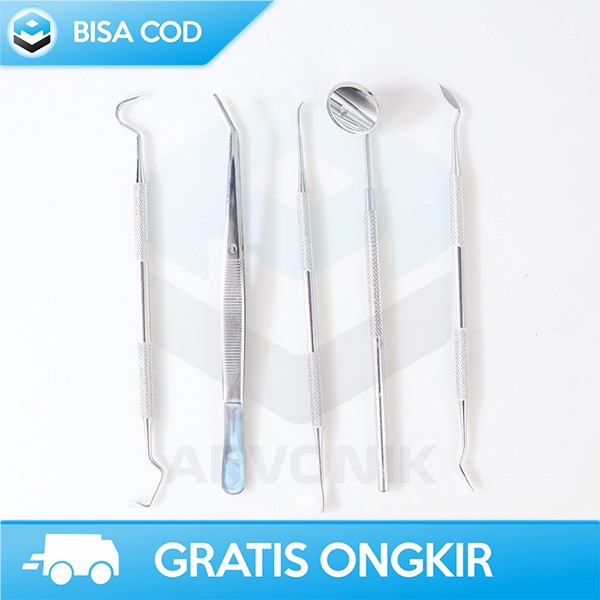 DENTAL CARE ALAT PERAWATAN GIGI 5 IN 1 KACA MULUT BIUTTE.CO STAINLESS