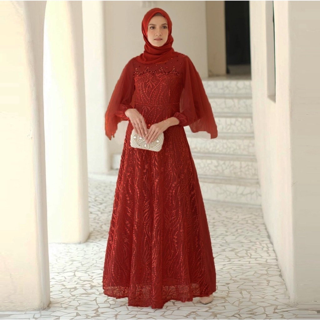 Calista Maxy Luna Dress Tile Mutiara Dress Brukat Wisuda Brokat Terbaru Gaun Pesta Mewah Gamis Kondangan Jumbo ld 120cm Dress Brukat Remaja Muslimah Gamis Muslim Jumbo Gamis Lebaran Terbaru Outfit Bridesmaid Seragam Pernikahan