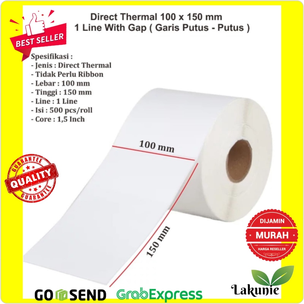 

Kertas Stiker Thermal Label Barcode 100x150 mm Lakunie
