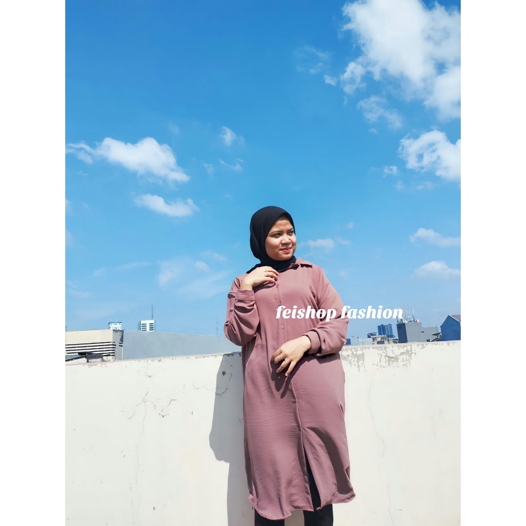 GRACE TUNIK - Long Tunik  Wanita Crinkle Airflow