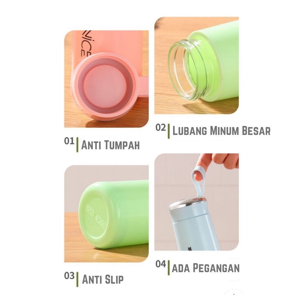 OVERFLOWS.ID BOTOL MINUM KACA BOTOL MINUM ANAK KARAKTER LUCU TUMBLER TERMOS IMPORT VACUMM FLASK NICE 400ML BPA FREE