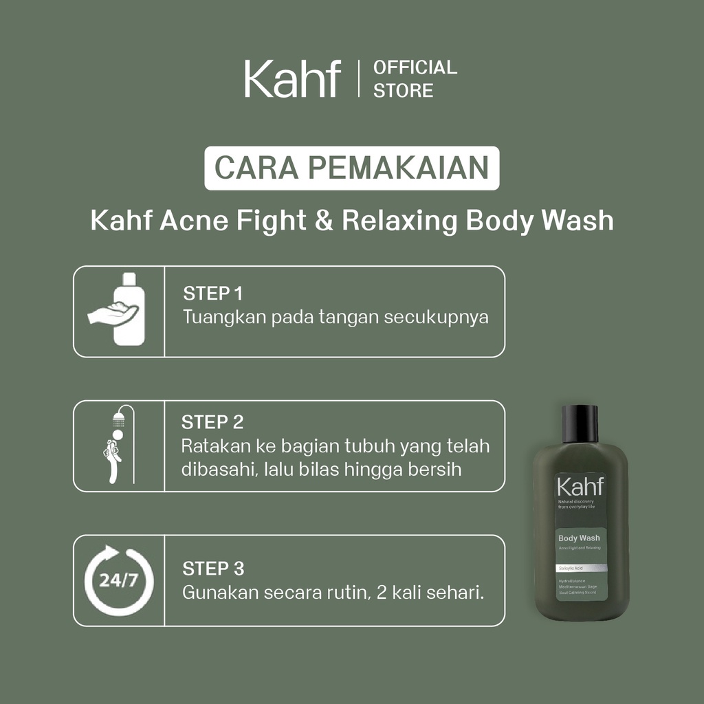 Kahf Acne Fight and Relaxing Body Wash 200 ml - Sabun Mandi Pria