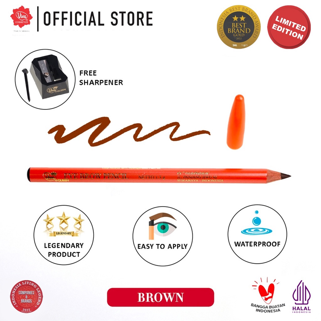 TGM - Warna Hitam - Viva Queen Eye Brow Pencil LIMITED EDITION WATERPROOF &amp; dilengkapi dengan RAUTAN HIGH QUALITY