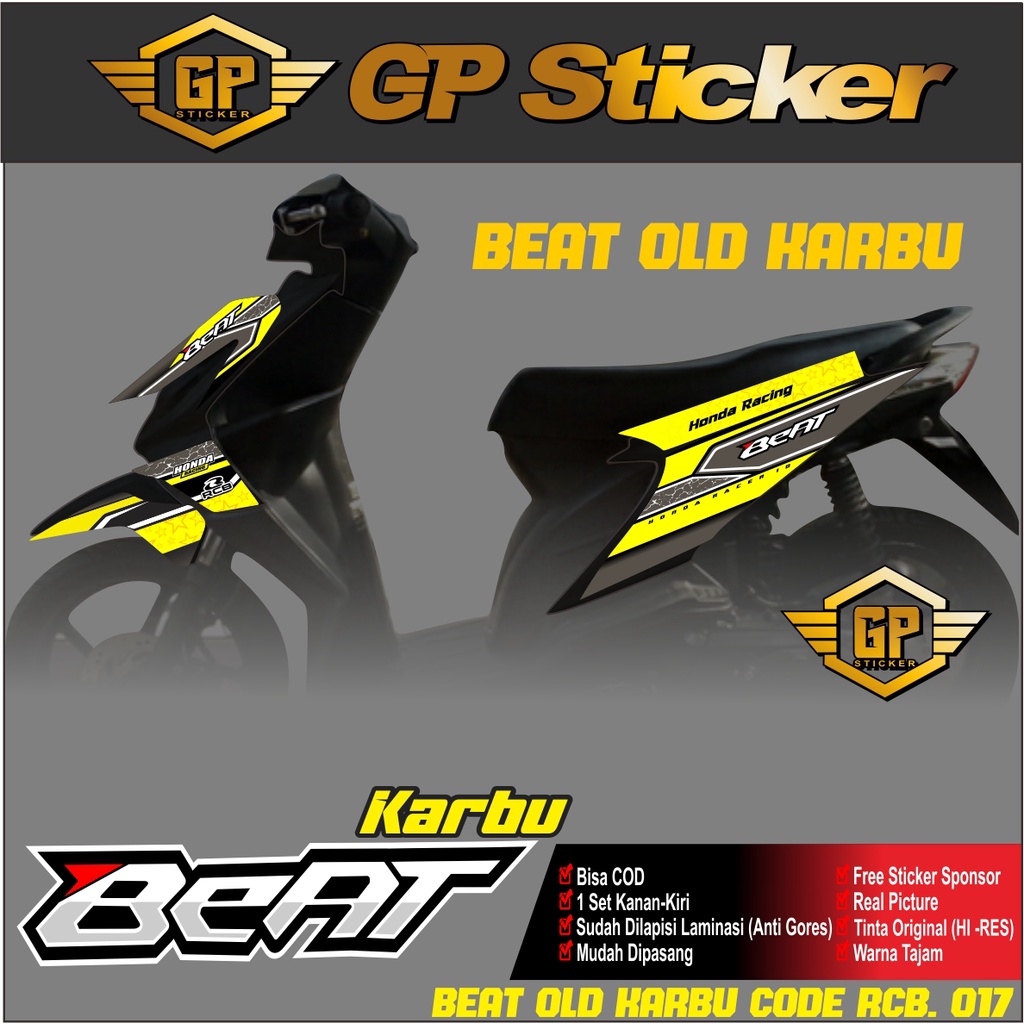 (COD) STRIPING BEAT KARBU STIKER MOTOR HONDA BEAT OLD VARIASI / STRIPING BEAT LAMA / KARBU GP 017