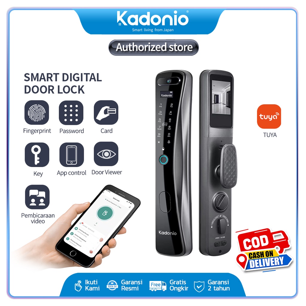 Kadonio kunci pintar Otomatis kunci pintu digital App dengan membuka kunci Smart Lock kunci pintu elektrik