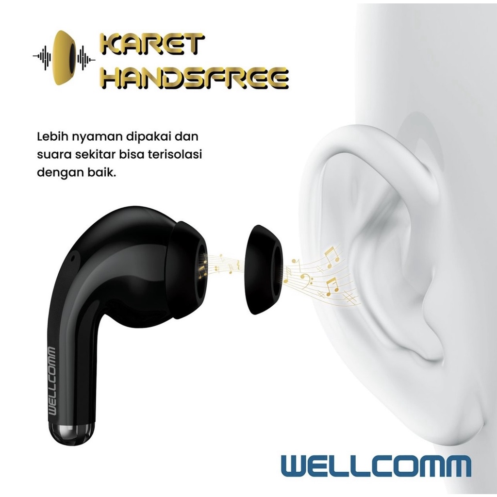 Headset Earphone Bluetooth TWS Wellcomm W01 Series Original