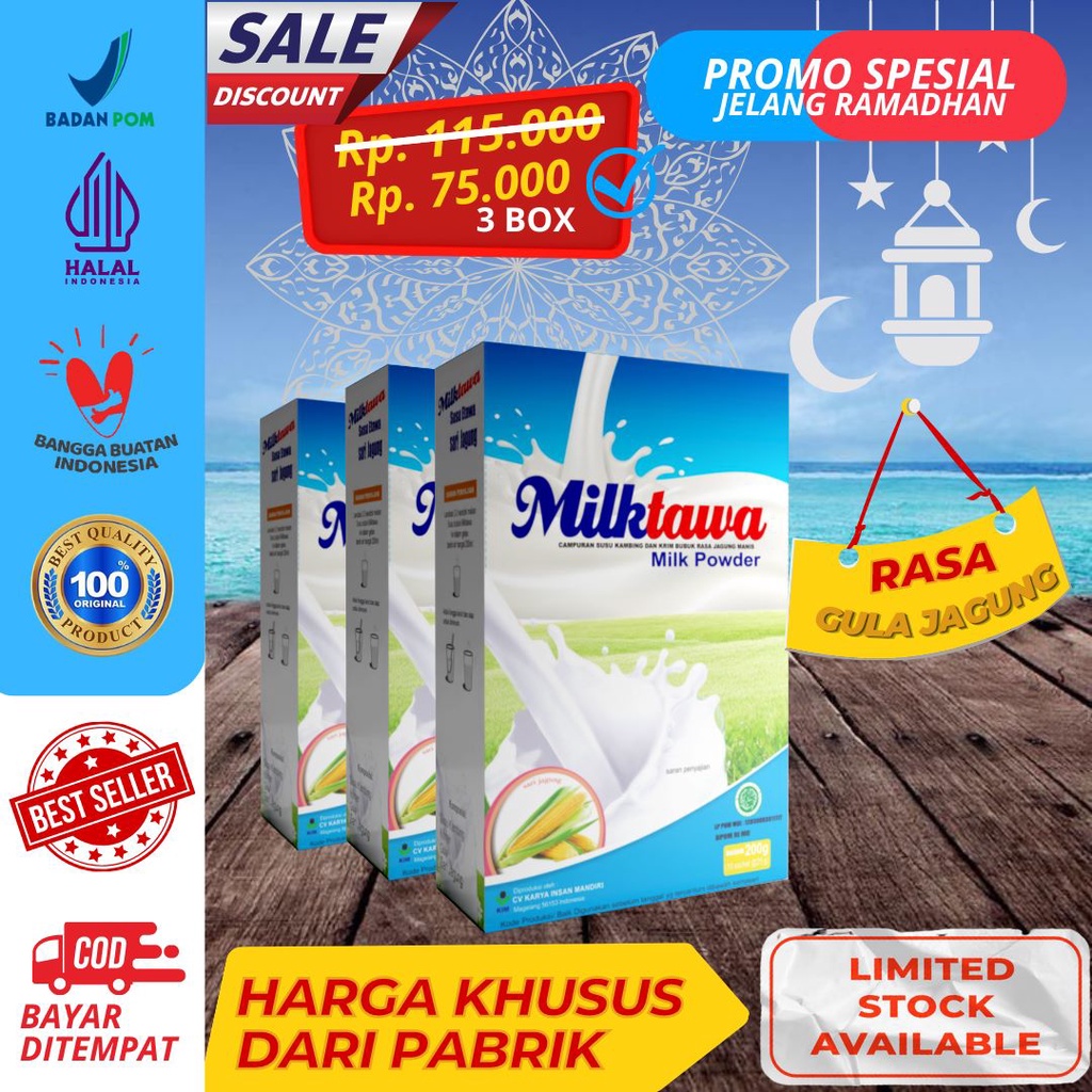 

Paket Hadiah Promo Special Ramadhan Bundling Susu Kambing EtawaMilktawa 3 pcs Gula Jagung Kemasan Curah