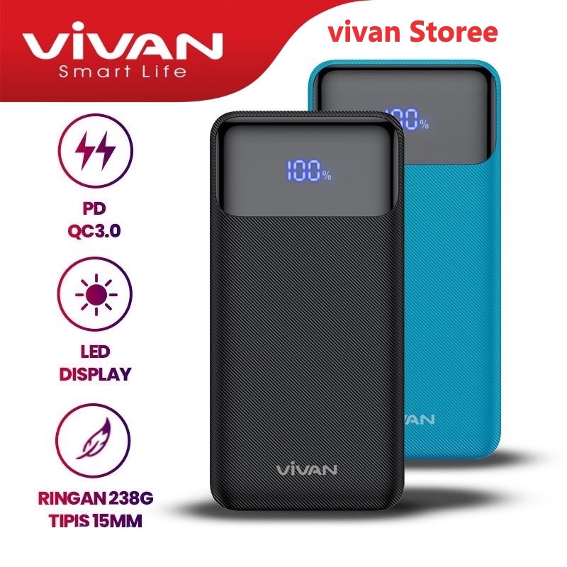 POWER BANK VIVO VIVAN Power Bank VPB-X10 Powerbank 10000mAh 20W Output USB &amp; Type C Power Delivey