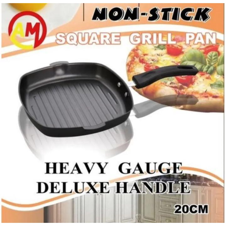 Square Grill Pan 20Cm Teflon Wajan BBQ Bakaran Sate Serbaguna Dapur On