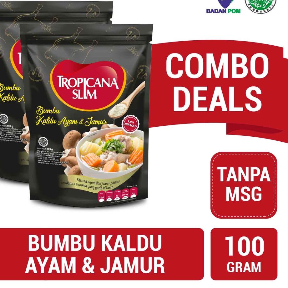 

♨ Twin Pack - Tropicana Slim Bumbu Kaldu Ayam dan r 100 gram - lebih rendah garam dan tanpa MSG ⅍