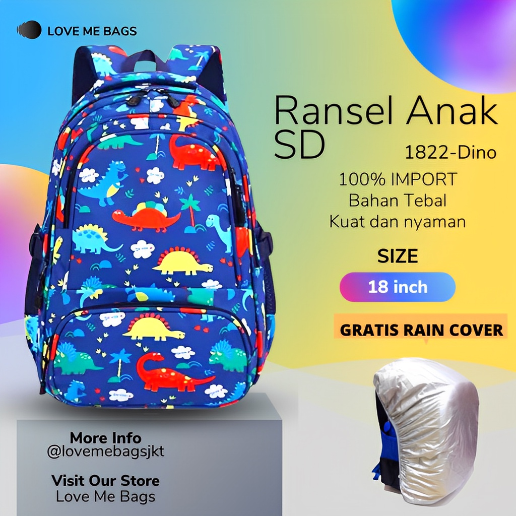 LMB Tas Anak Sekolah SD Remaja Import Bahan Canvas Premium Tebal Karakter Kartun Lucu