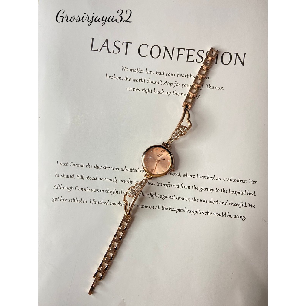 Jam Tangan ANASTASYA Quartz Analog Model Gelang Aksen Berlian Imitasi Mewah Untuk Wanita