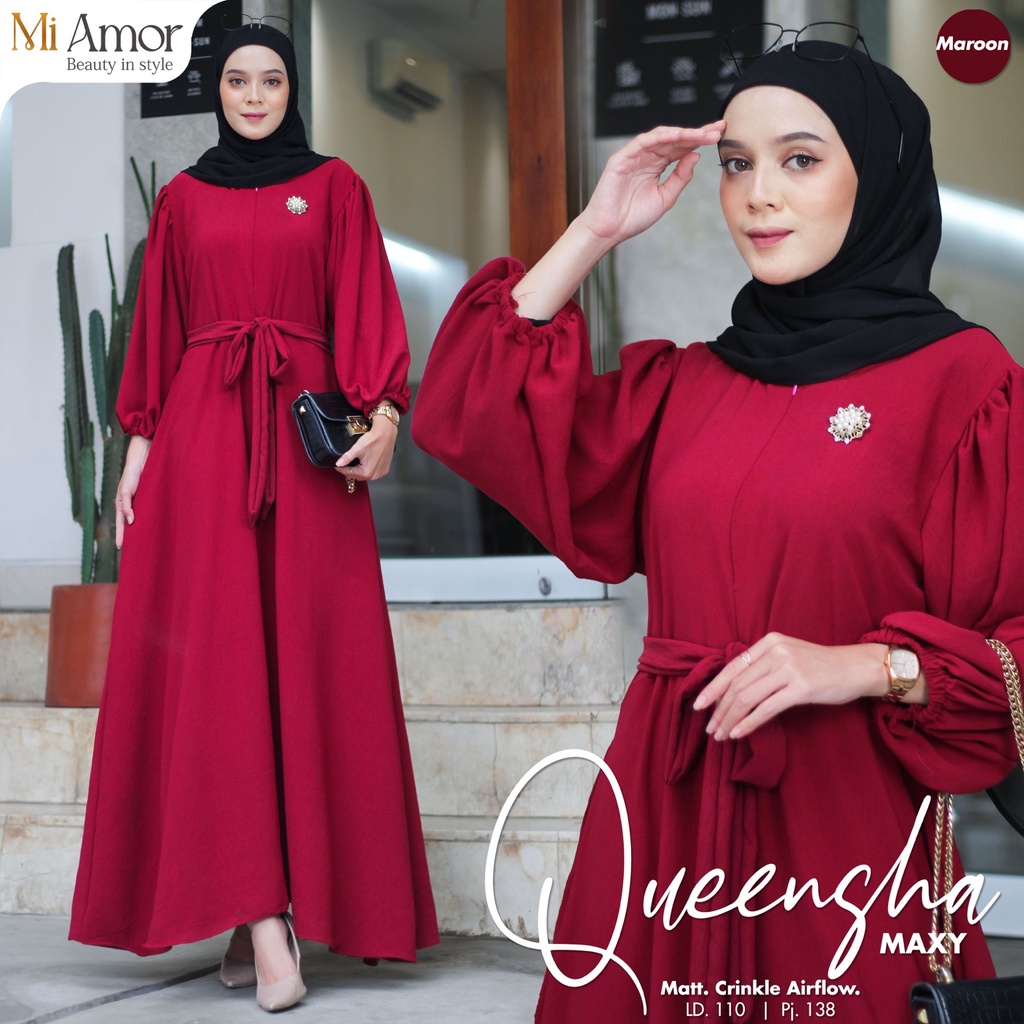 Queensha Dress Gamis Crinkle Airflow Original Produk By Moira