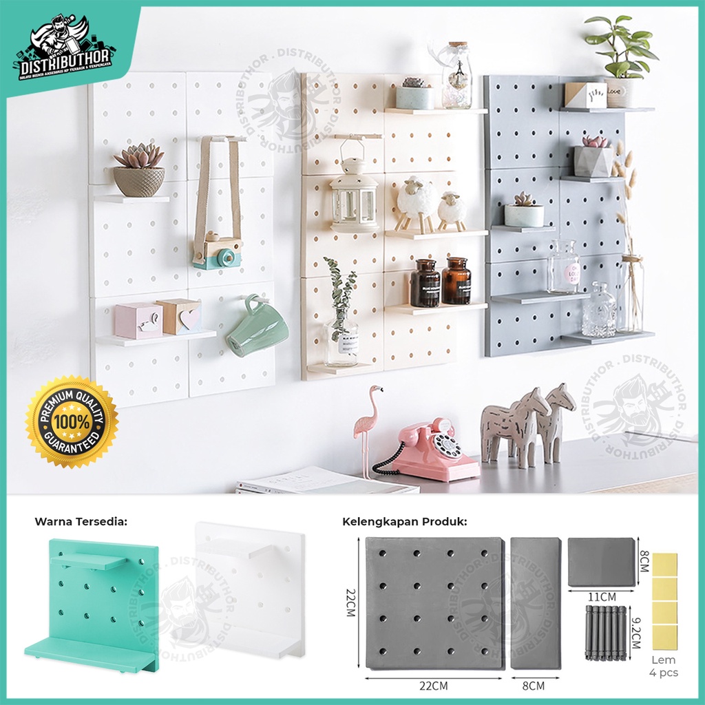 PegBoard Rak Tempel Dinding Serbaguna Tatakan Penyangga Hiasan Miniatur Pajangan Kotak Bumbu Sabun D