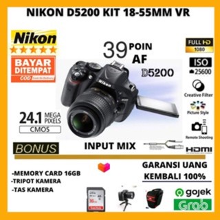 Nikon d5200 kit18-55mm VR kamera VLOG supot mic external [FREE ACCESORIES KAMERA]