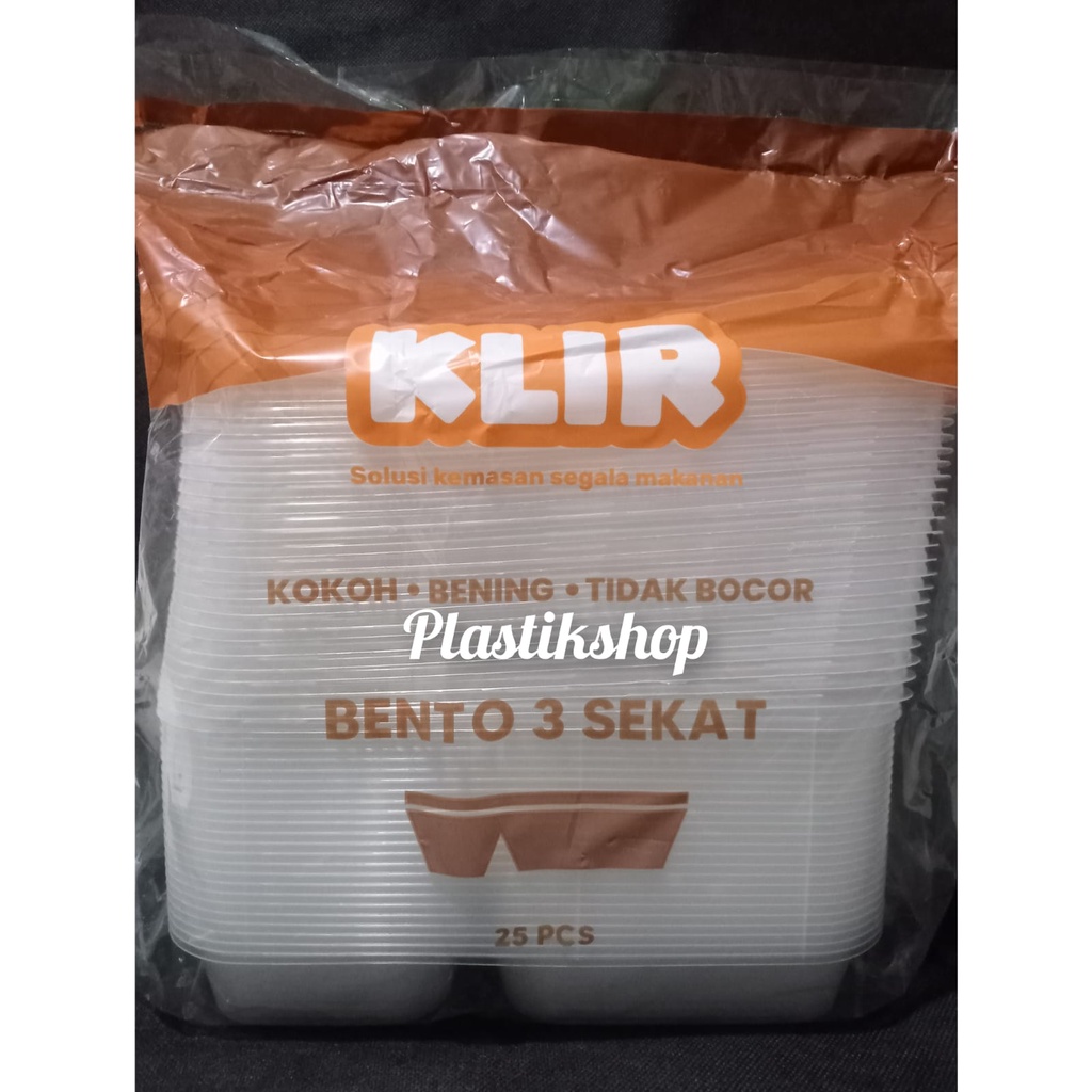 thinwall bento star klir isi 25pcs /3sekat / 4sekat / lunch kotak catering 25set