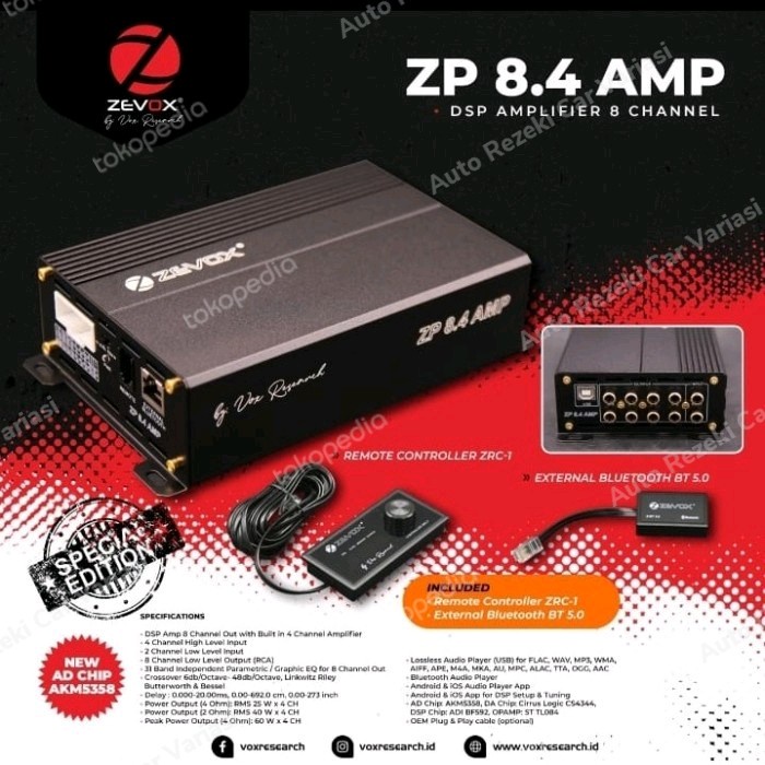 Terlaris Processor Dsp Zevox Zp 8.4 Amp By Vox + Modul Bluetooth + Controller