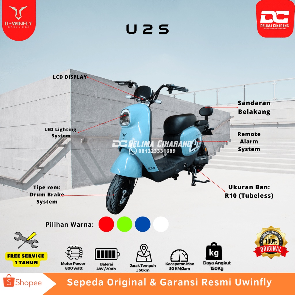 SEPEDA LISTRIK UWINFLY U2S / UWINFLY U2S / U2S GARANSI RESMI ORIGINAL