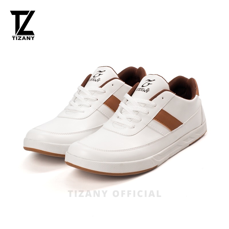 TIZANY  Sepatu Sneakers Putih Cokelat Casual Pria T 2023