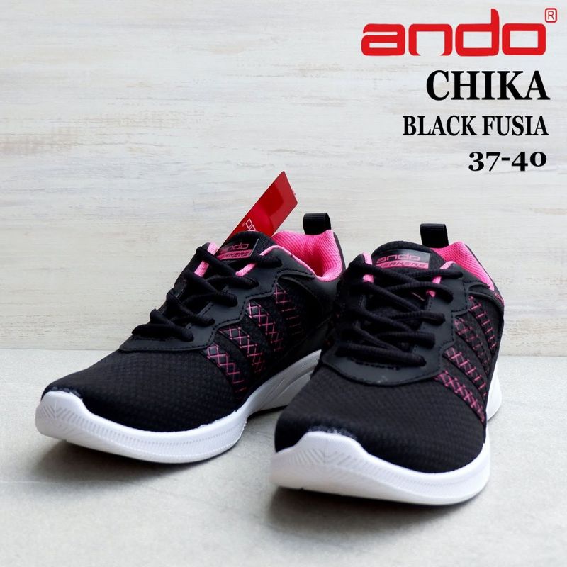 SALE SEPATU ANDO SEPATU SNEAKER SEKOLAH ANAK PEREMPUAN SEPATU HITAM PUTIH
