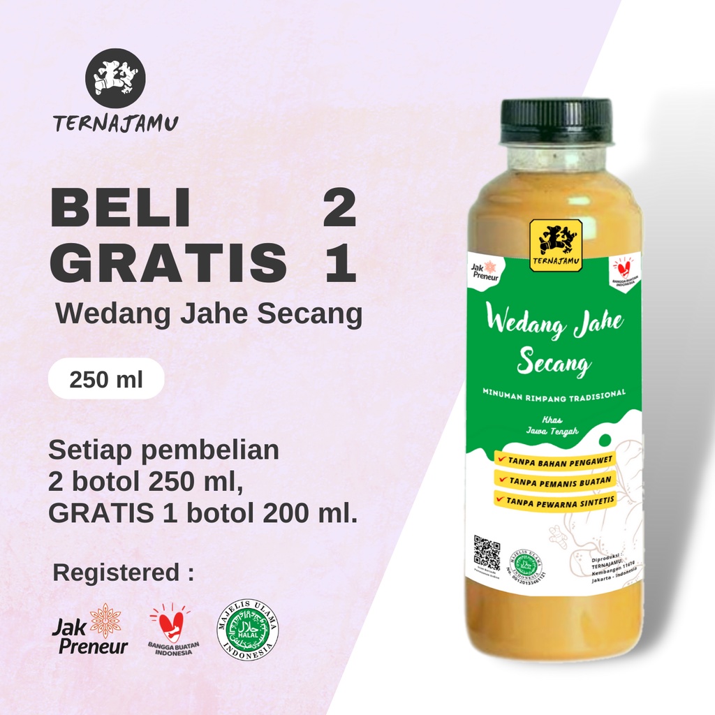 

Jamu Wedang Jahe Secang / Jamu Tradisional Imun Booster Wedang Jahe 250 ml - TERNAJAMU