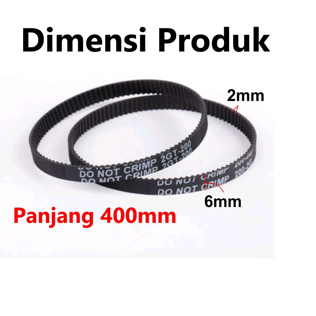 [HAEBOT] GT2 Timing Belt W6 6mm 400mm Closed Loop Rubber CNC Sabuk Sambung 3D Printer Pitch 2mm Mekanik Pulley Axis