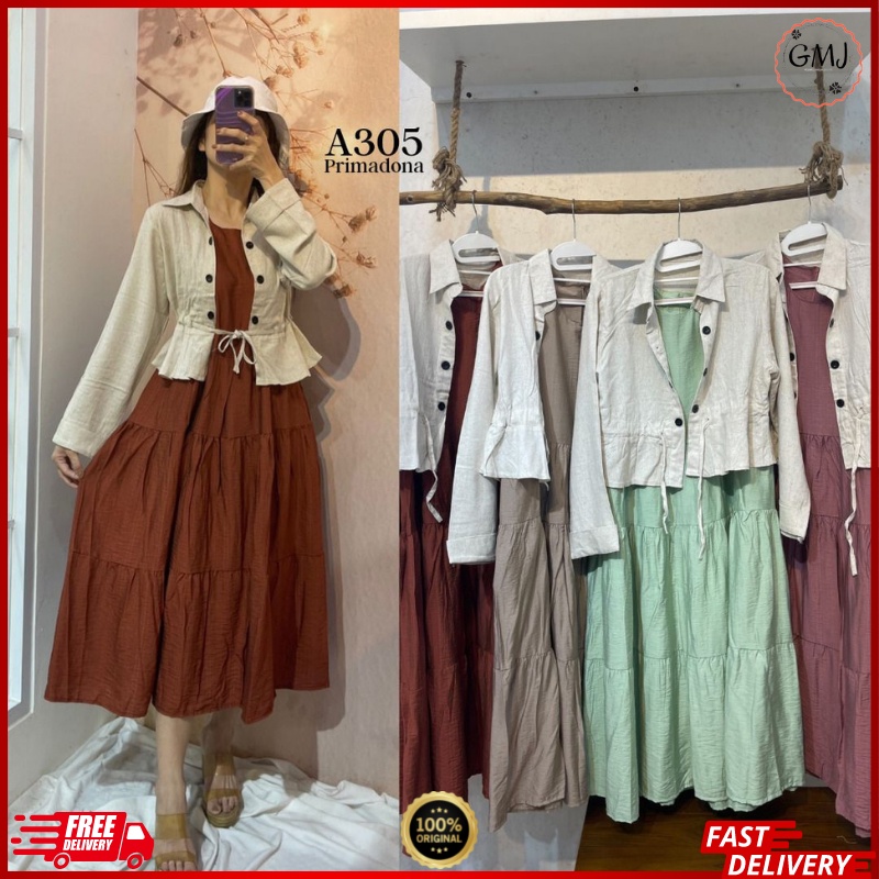 Baju Muslim Wanita Kekinian Baju Gamis Rompi Gamis-305