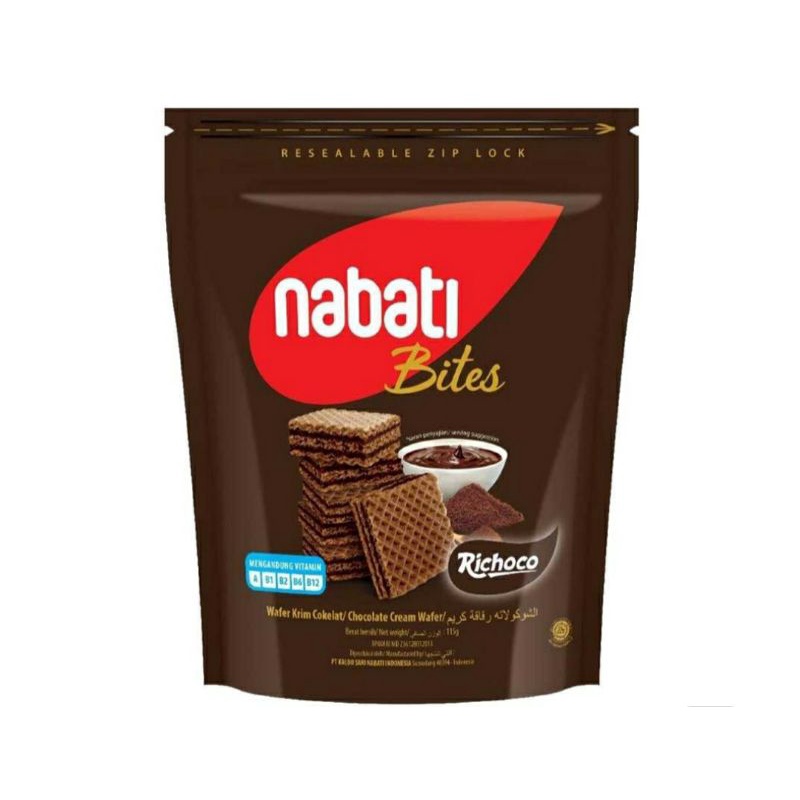 Richoco Nabati Bites Wafer Krim Cokelat 115 g