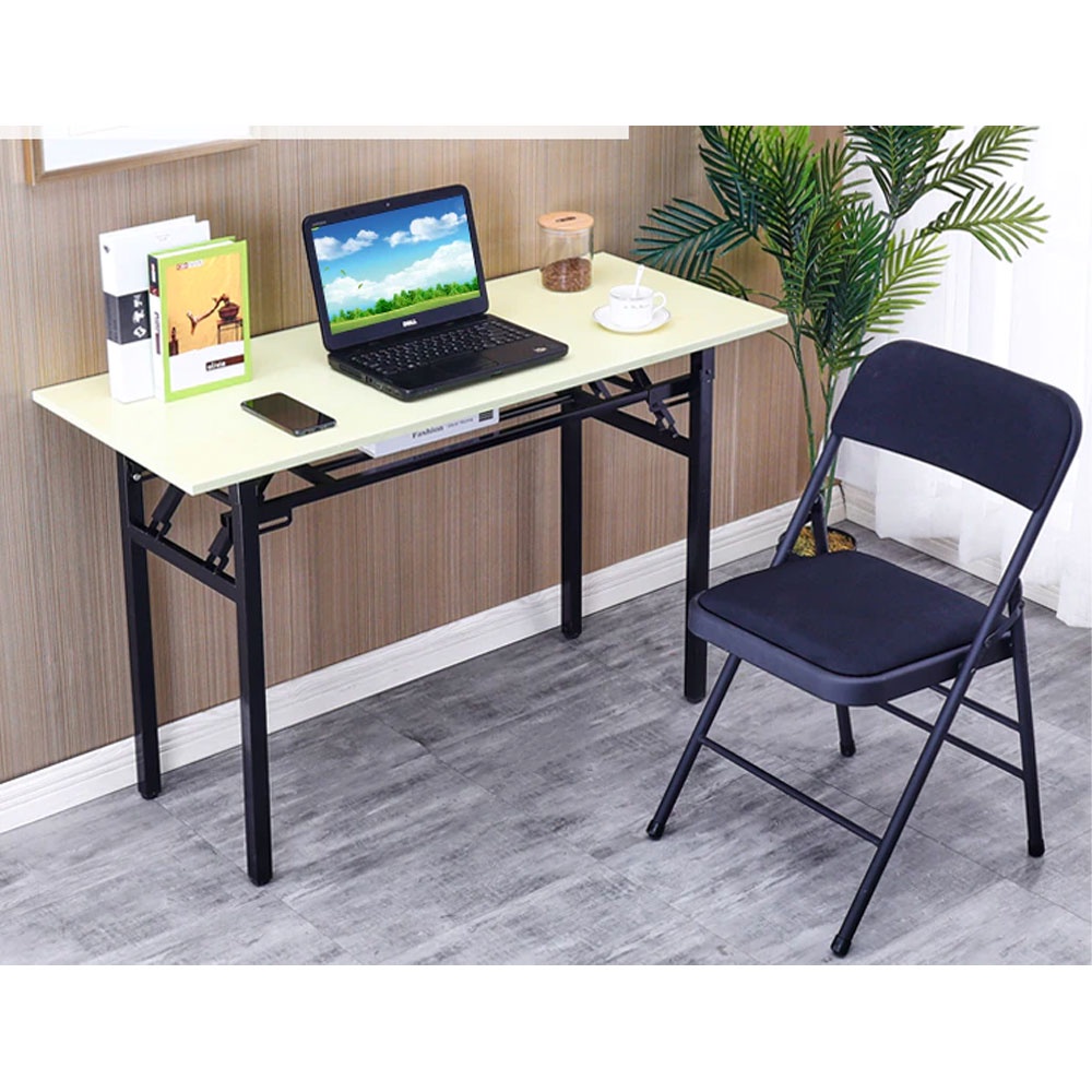 TaffHOME Meja Kayu Lipat Foldable Desk Single Layer 120x60CM - DN04/DN03 - White