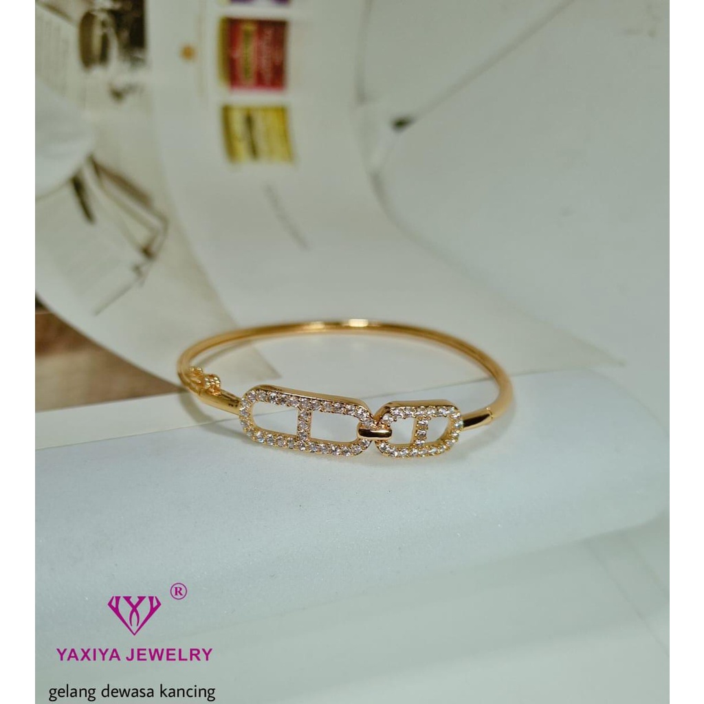 GELANG TANGAN DEWASA BANGKOK KANCING PERHIASAN IMITASI LAPIS EMAS