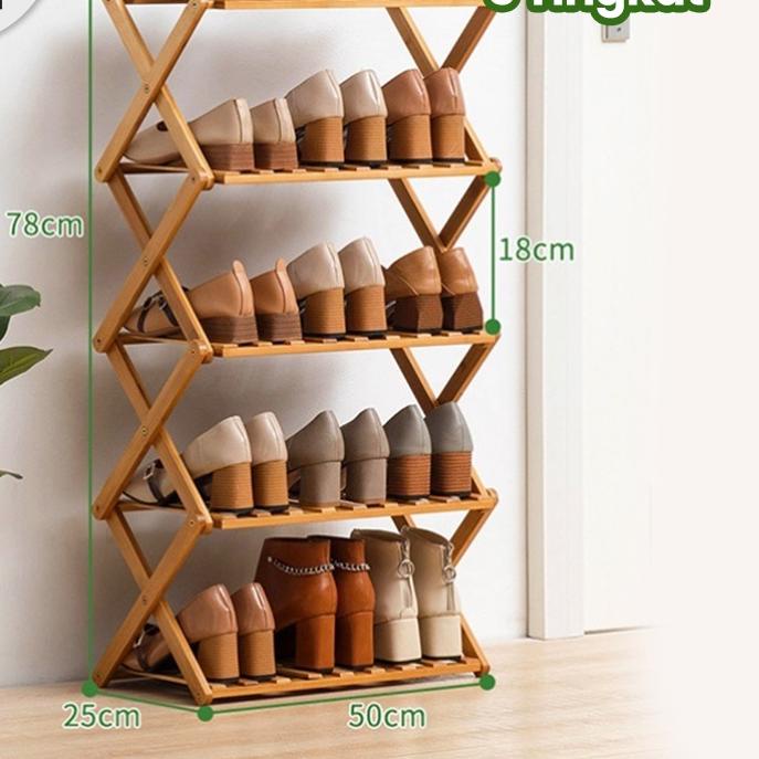 ♦ Muzy Rak Sepatu Kayu Zig zag Rak Tanaman Rak Bunga Hiasan Rak Serbaguna Tempat Sepatu Silang HRS20
