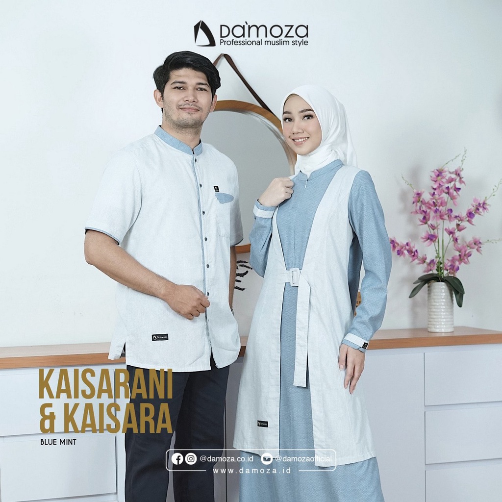 Gamis Couple TERBARU DAMOZA KASARANI I KAISARA Blue Mint ORIGINAL I BEKASI