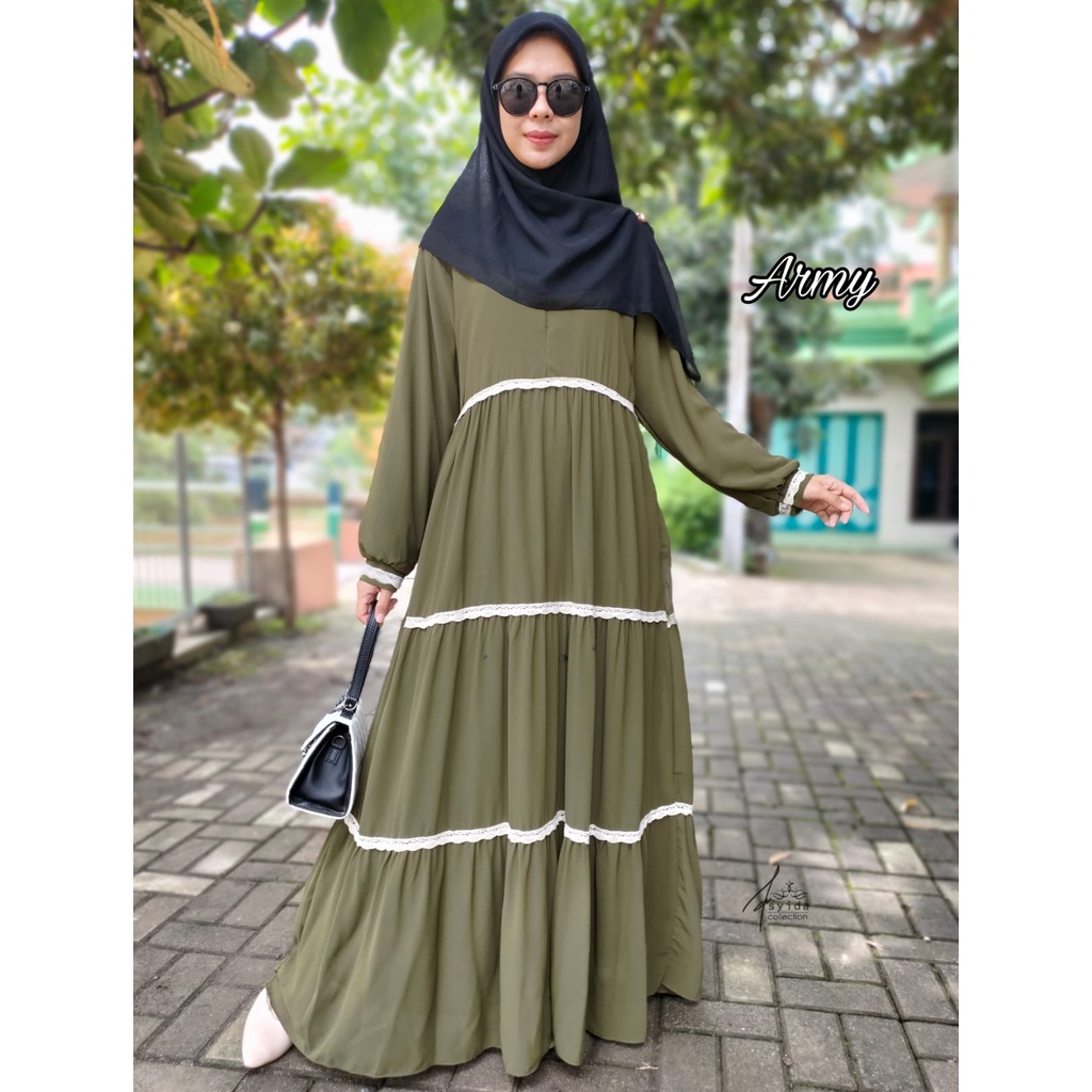 Gamis Ceruty Babydoll Renda Susun/ Gamis Ceruty Babydoll