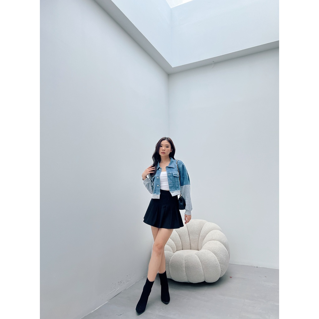 [ Marveile ] Beryl Crop Denim Jacket / Jaket Jeans Wanita