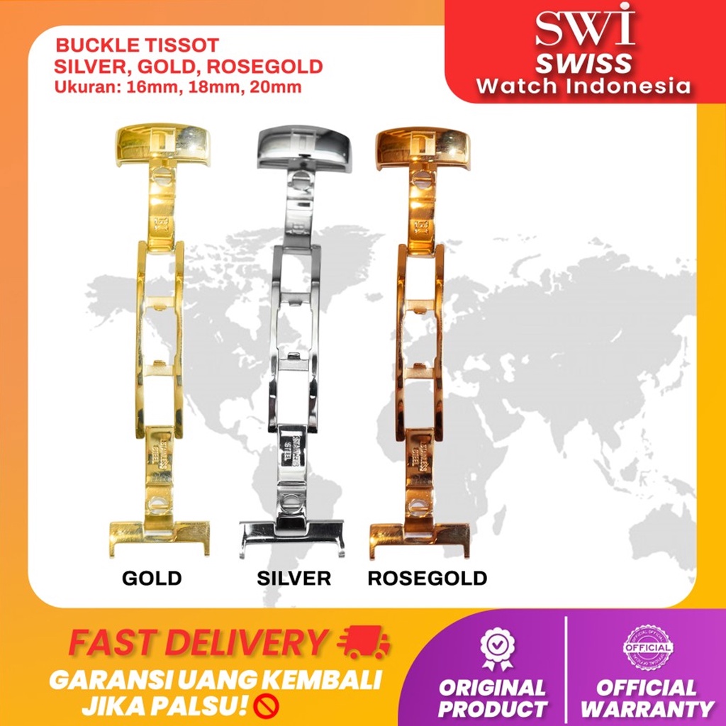 Watch Buckle Jam Tangan Tissot Butterfly Claps Silver Rose Gold Steel