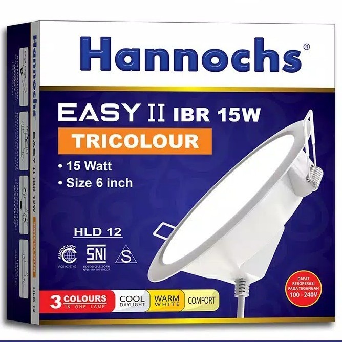 Lampu Downlight LED Tricolor Easy II Hannochs 15W