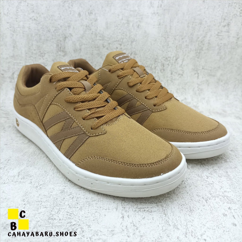 SPOTEC Sepatu SNEAKER Artikel TETRA Coklat Tua/Putih Tulang
