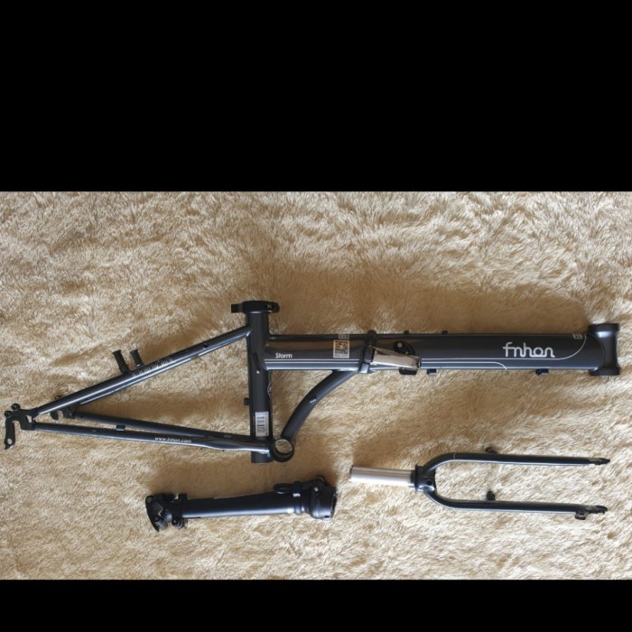 Frame Fork plus Handlepost Fnhon Storm V Brake 20 22 inch Warna ABU