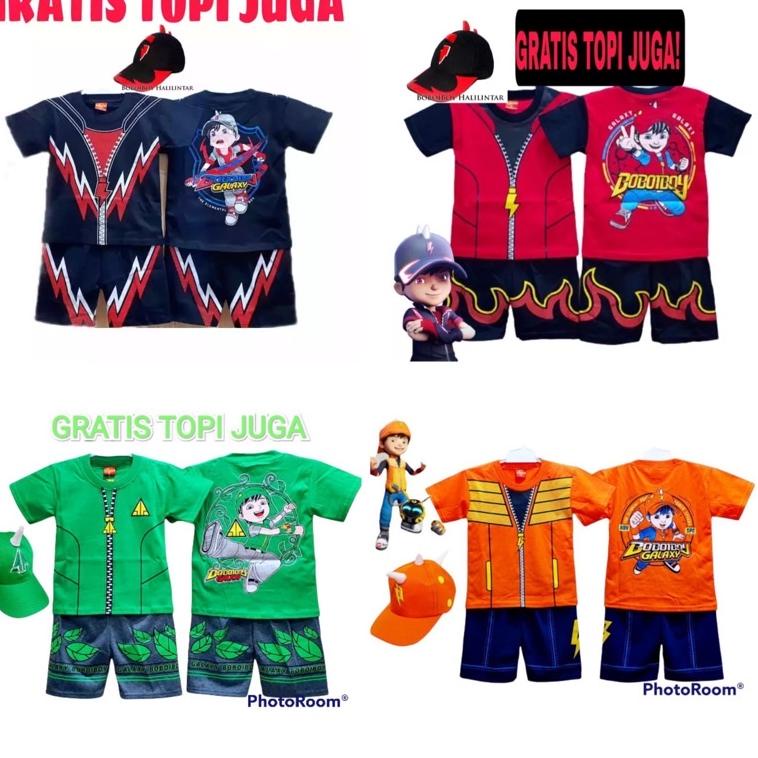 FREE TOPI / BAJU ANAK BOBOIBOY SETELAN ANAK BOBOIBOY AIR API HALILINTAR DAUN GEMPA MENARIK