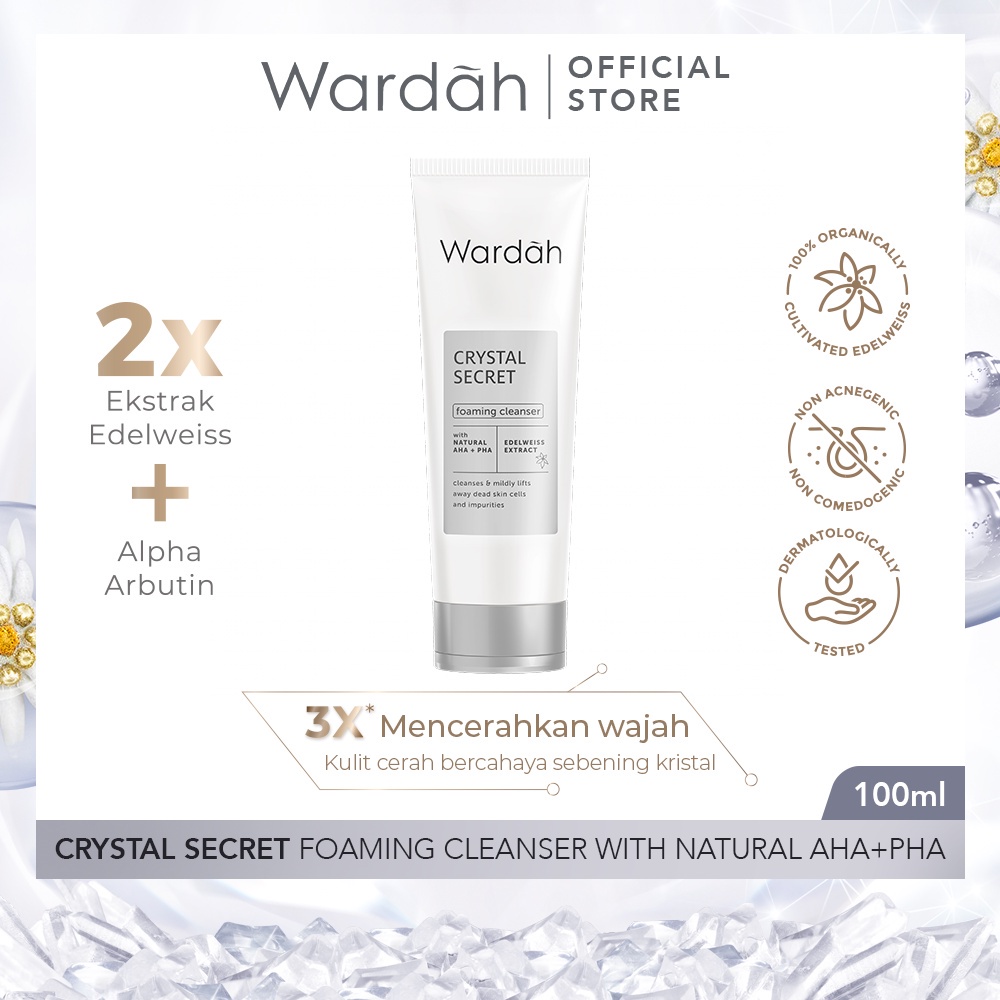 Wardah Crystal Secret Foaming Cleanser with Natural AHA+PHA sabun cuci muka 100 ml