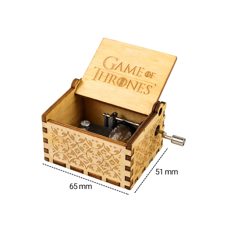 Kotak Musik Kayu Antik Wooden Music Box Game of Thrones Engraving