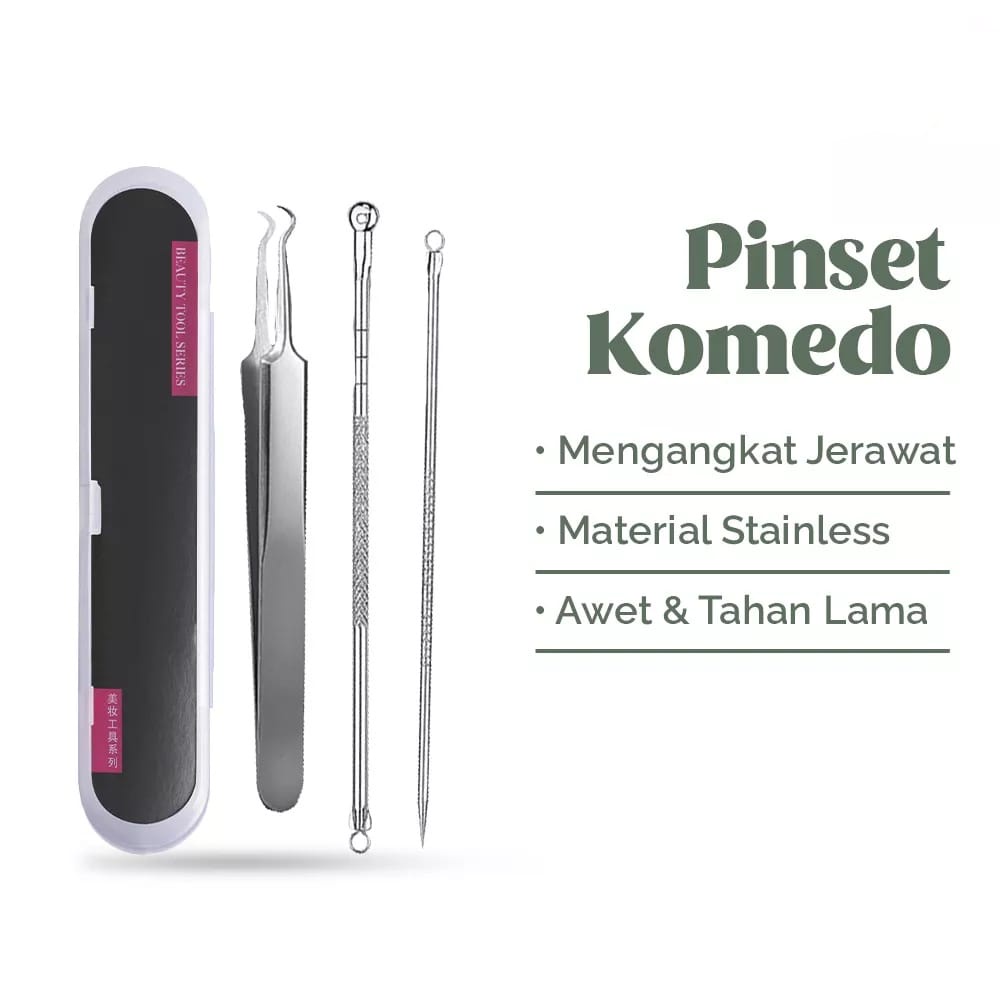 Pinset Pencabut Komedo Pembersih Jerawat 3 In 1