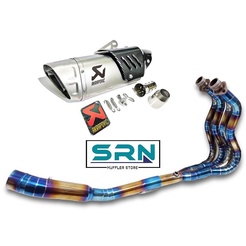 KNALPOT AKRAPOVIC EVOLUTION LINE IMPORT TAIWAN HEADER CUSTOM 4 SILINDER 2-4-1 BLUEGOLD MOTOR 250cc