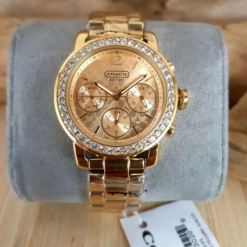PROMO BIGSALE JAM TANGAN WANITA COACH ALL STAINLESS STEEL ORIGINAL GARANSI 1 TAHUN FULLSET