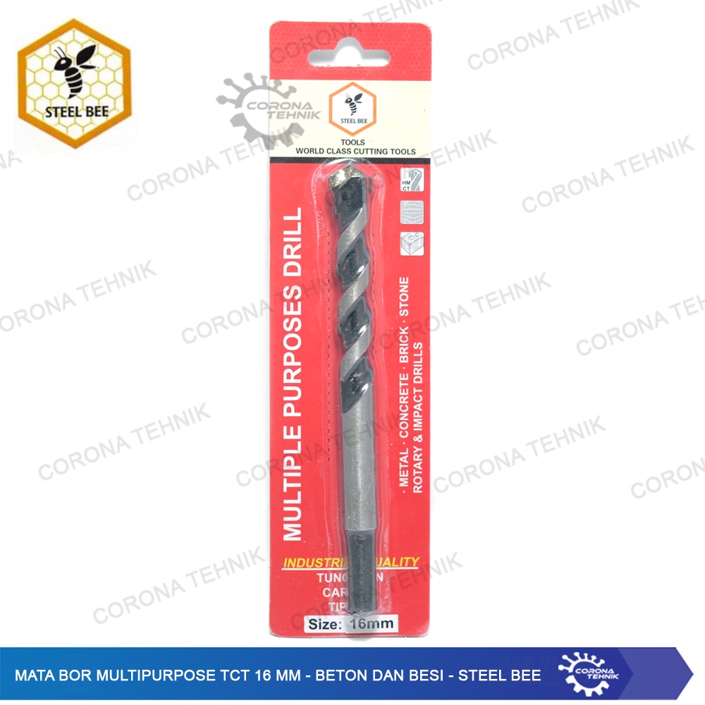 Beton dan Besi - Steel Bee - Mata Bor Multipurpose TCT 16 mm