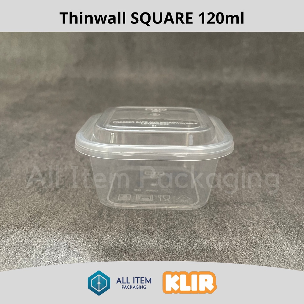 Thinwall KLIR SQUARE 120ml / Kotak Plastik / Kotak Puding Mini @25 Pcs