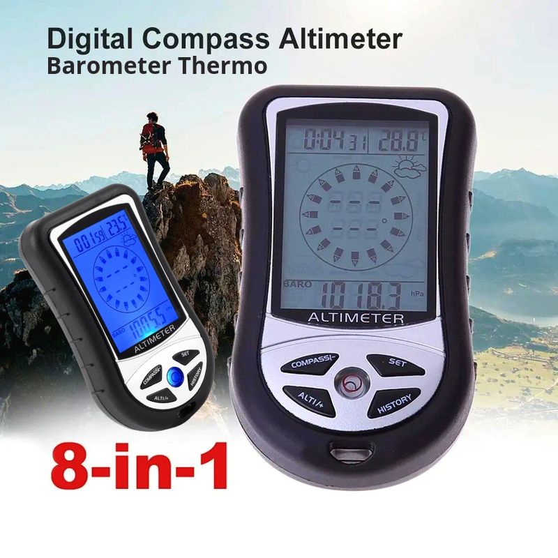 GPS Kompas Barometer Thermometer Altimeter 8 in 1 Navigasi Olahraga Luar Ruangan Portable