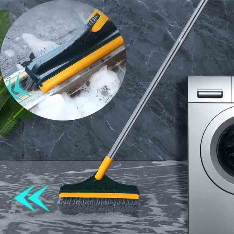 Sikat Lantai Multifungsi Gagang Panjang Portable Stainless Steel Wiper Pembersih Dinding Kamar Mandi Alat Kebersihan Multifungsi Alat Pembersih Sudut Pojok Lantai