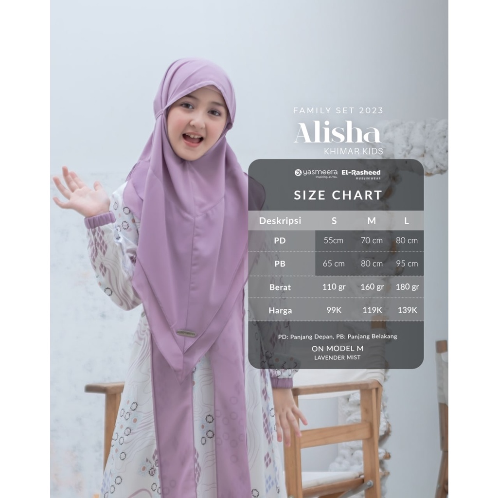 Yasmeera 2023 Khimar Alisha Anak Hijab Terbaru Lebaran Kekinian